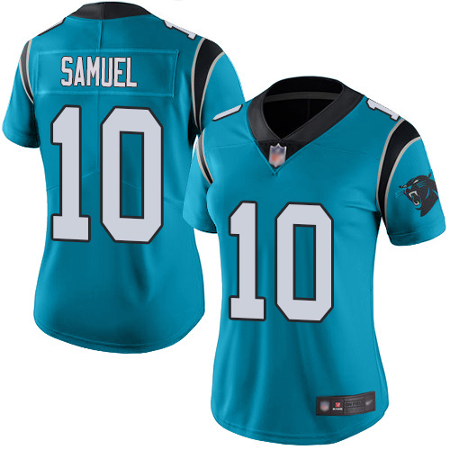 Carolina Panthers Limited Blue Women Curtis Samuel Jersey NFL Football #10 Rush Vapor Untouchable->women nfl jersey->Women Jersey